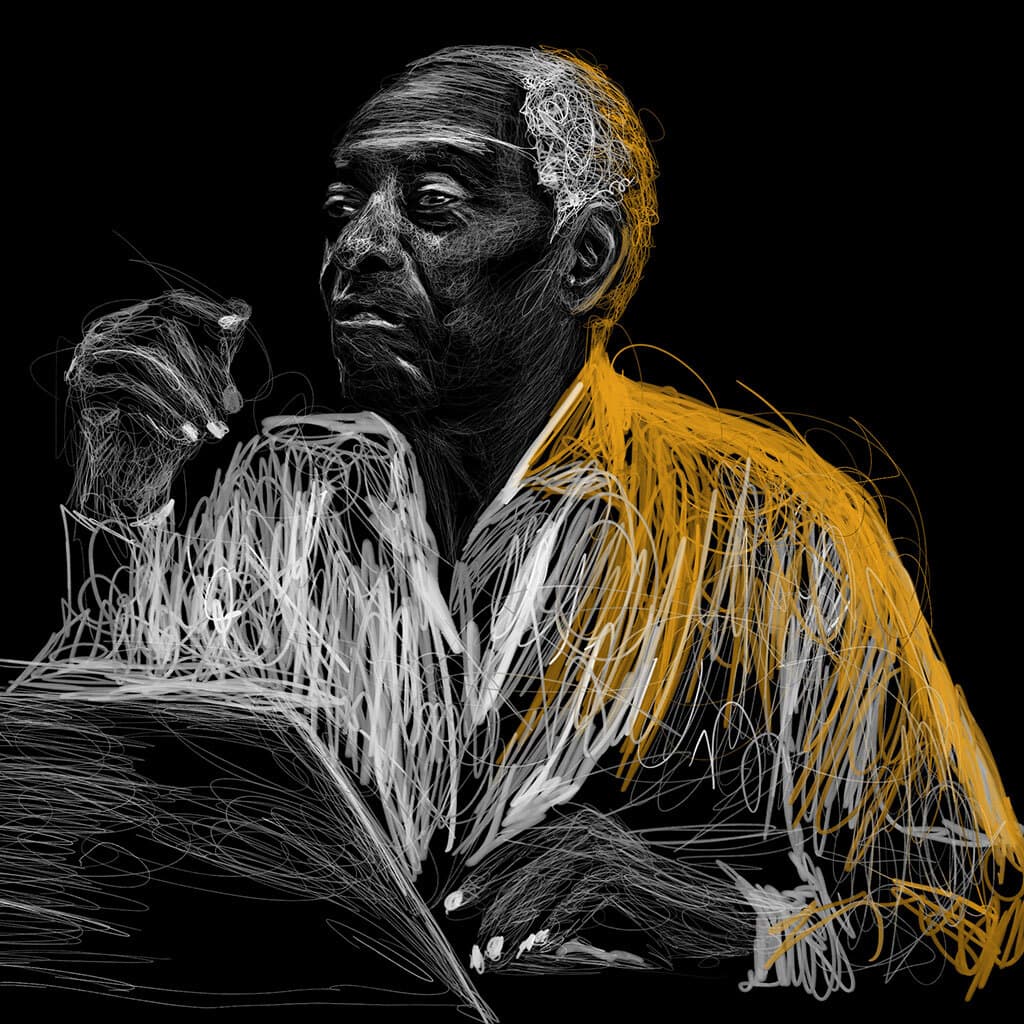 Portrait au trait, version noire.
